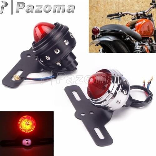 Universal Motorcycle Tail LED Cafe Racer Brake Stop Light For Harley Bobber Chopper Motorbike Taillight Rear License Plate Lamps