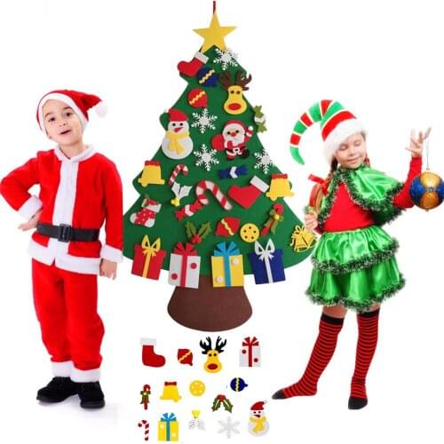 Felt Christmas Tree DIY Toys For Home Santa Claus Xmas Tree 30pcs DIY Ornament For Christmas Decoration Tree Hanging Pendant