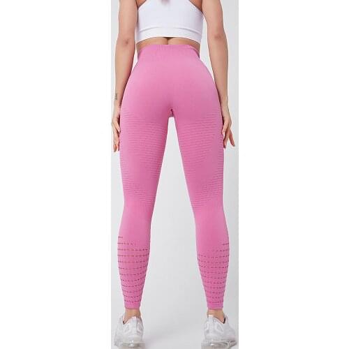Women Yoga Pants Seamless Leggings Fitness High Waist Elastic Squat Proof Hip Lifting Running GYM Capri Mesh Workout Tights HGC