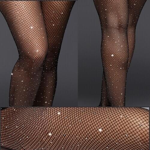 Fishing Sexy Diamond Womens Lady Girls Black Fishnet Pattern Jacquard Stockings Rhinestone Pantyhose Tights Styles Woman zs02