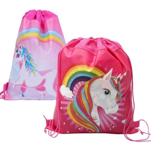 1pcs Unicorn Gift Bags Birthday Party Drawstring Bag Kid Favor Travel Pouch Storage Clothes Snacks Bags School Portable Backpack