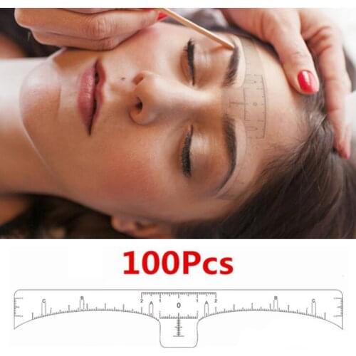 100pcs Eyebrow Ruler Shaper Eyebrow Stencil ​Kit Guide Measuring Easy Use