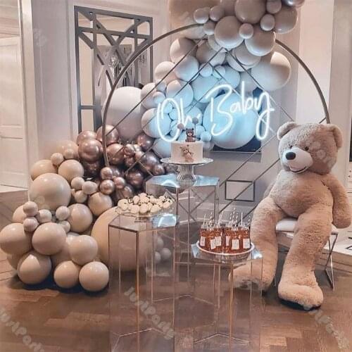 134pcs Balloon Garland Arch Kit Baby Shower Decoration Birthday Party Wedding Decor Doubled Apricot Gray Chrome Rose Gold Globos