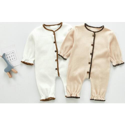 2020 Korean Summer Rompers For Baby Girl Long Sleeve Knited Cotton Newborn Jumpsuits Toddler Infant Boys Girls Romper Clothes