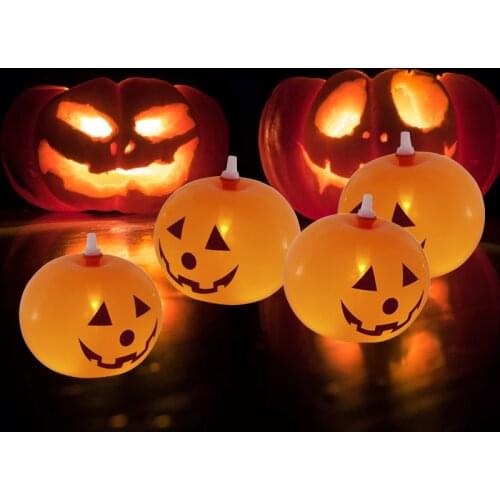3pcs Halloween Pumpkin Ghost LED luminous balloons Halloween balloon with Light inflatable toy Halloween Party decoration balls