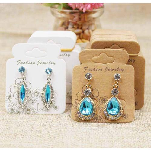 5.7*4.90cm cardboard white/kraft stud earring package card tag cute pretty flower printed earring card tag 200pcs per lot