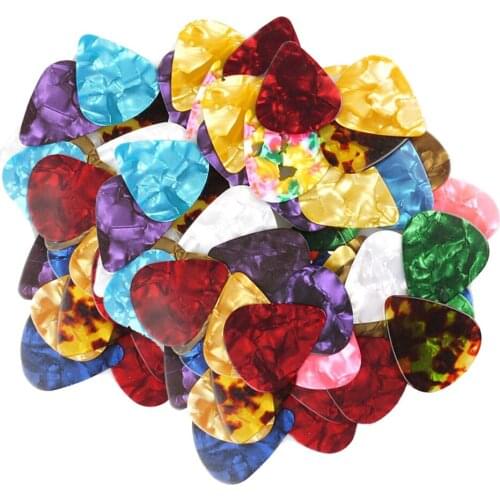 50pcs Electric Celluloid Guitar Picks Plectrums 0.46mm 0.71mm 0.96mm Thickness for Acoustic Guitar Accessories-Color Random