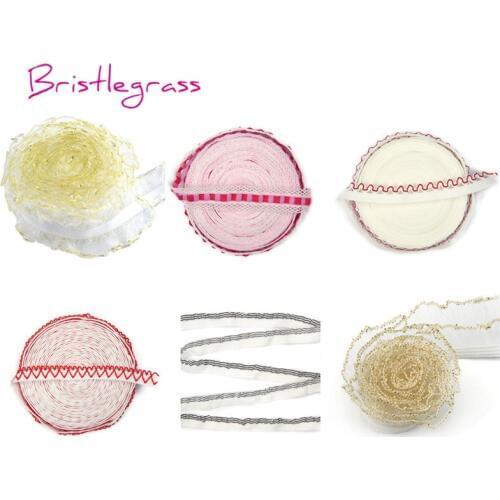 BRISTLEGRASS 5 Yard 5/8"15mm Frilly Ruffled Patchwork Elastics Lace Trim Band Girls Hair Tie Headband Tutu Wedding Dress Sewing