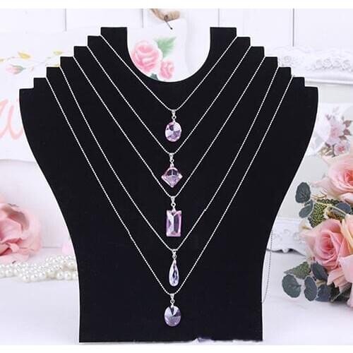 Black Velvet Jewelry Organizer Showing Holder Pendant Bracelet Necklace Chain Bust Neck Jewelry Display Holder Stand Rack