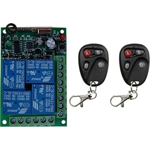 DC 12V 24V 4CH 4 CH 10A Relay RF Wireless Remote Control Switch System 433 MHz Transmitter And Receiver For Gate Garage Opener