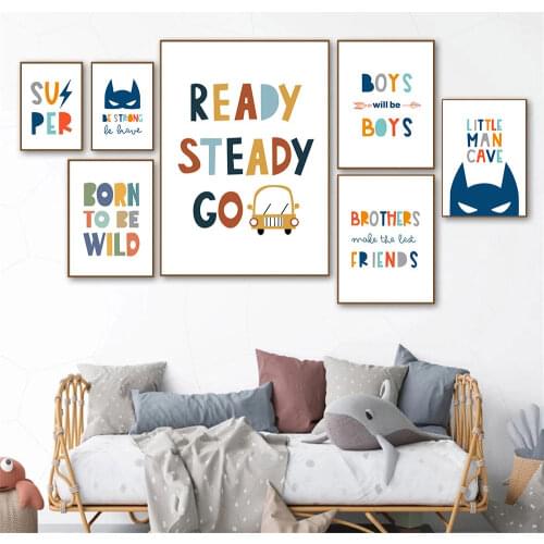 Boy Room Decoration Picture Superhero Quotes Wall Art Canvas Poster Nursery Print Nordic Wall Painting For Baby Kids Room Decor