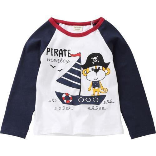 Kids T Shirt For Boys Pirate Monkey Design Tops Autumn 2018 Girls Blouse Fashion Long Sleeve Tshirt Baby Children Cotton Clothes