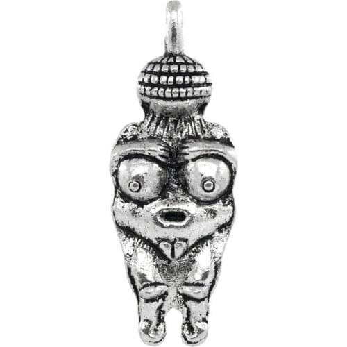 DoreenBeads Zinc alloy Charm Pendants Venus Of Willendorf Fertility Goddess Pregnancy silver color DIY Findings 3.3cmx12mm,3 PCs