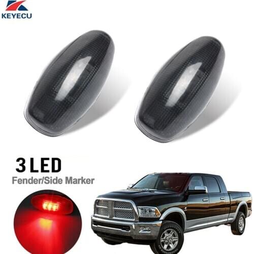 KEYECU 2 pieces 12V Smoke Red LED Side Fender Marker Lights For 1999-2012 CHEVY GMC