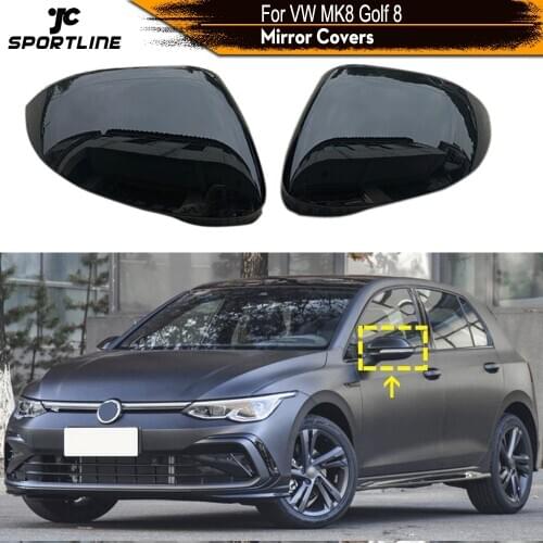Car Rearview Mirror Covers Caps Shell For Volkswagen VW MK8 Golf 8 VIII 2021 Car Side Mirror Covers Caps ABS Gloss Black