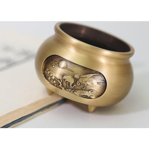 Pure Copper Mini Crane Copper Incense Burner Household Aromatherapy Burner Indoor Wire Incense Insert Copper Incense Holder