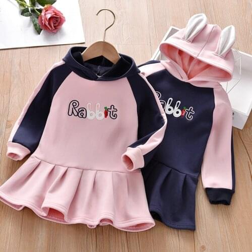 Fashion Girls Dress Autumn Winter Princess Baby Cartoon Dress Children Long Sleeves Hoodies Birthday Party Brief Clothes 2-6T