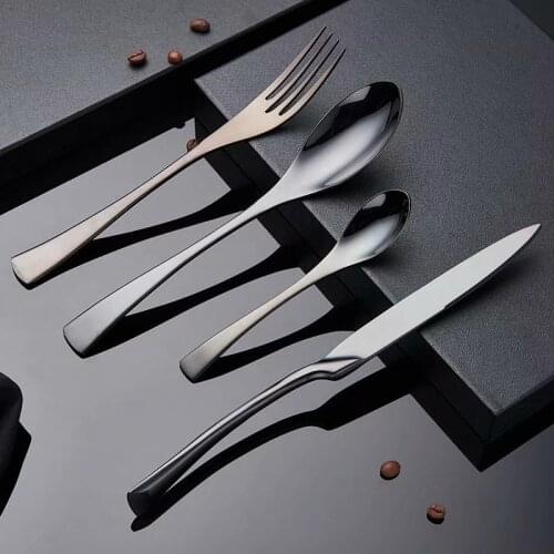 Cutlery Set Black Stainless Steel Tableware Dinner Forks Knives Spoons Sets Steak Knife Dishwasher Safe Cutlery Set Dropshipping