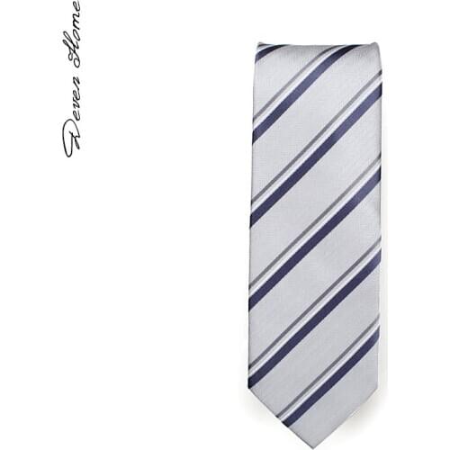 2020 Brand New Fashion High Quality Men 7CM Striped Gray Necktie Work Business Formal Suit Party Neck Tie for Men with Gift Box