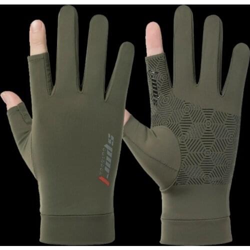 WALK FISH Anti-UV Men Women Fishing Gloves Spring Summer Ice cool Breathable Sunscreen Antiskid Open/Half Fingers Cycling Sport