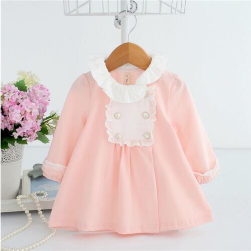 Baby Girls Dress Princess Toddler Newborn Button Lantern Sleeve Party Wedding Birthday Dress For Girls Spring Clothing 0-2Y