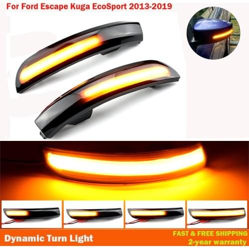 Dynamic Turn Signal LED Rearview Mirror Indicator Blinker Light For Ford Escape Kuga II EcoSport 2013 - 2019