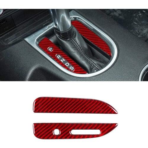 Carbon Fiber Special Interior Front Center Console Gear Box Shift Panel Button Cover Trim Protector for Ford Mustang 2015-2020