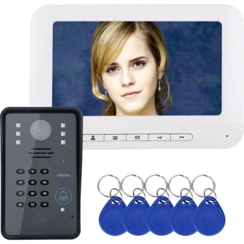 7" LCD RFID Password Video Door Phone Intercom Doorbell With IR-CUT Camera 1000 TV Line Access Control System Waterproof Camera
