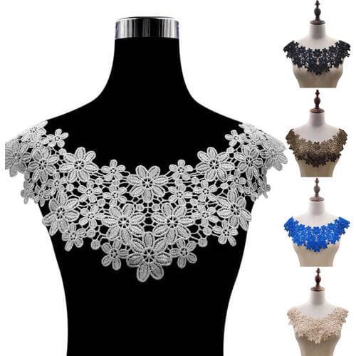 38 Colors High Quality Lace Fabric Embroidered Applique Neckline DIY Flower Dresses Collar Applique Trim Fabric Sewing Supplies