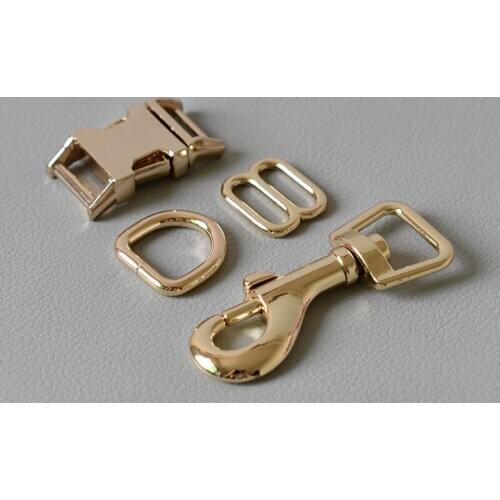 10 sets 15mm Metal 8 button belt straps slider breakaway side release buckle spring hook diy dog collar leash sewing accessories