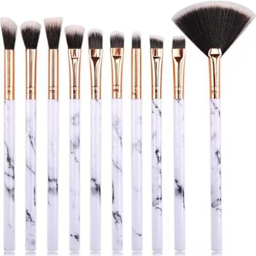 10Pcs Marbled Makeup Brushes Tool Set Cosmetic Powder Eye Shadow Foundation Blush Blending Beauty Make Up Brush Tools