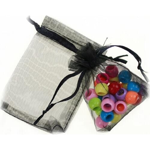 13*18cm 100pcs Black Gift Bags For Jewelry/wedding/christmas/birthday Yarn Bag With Handles Packaging Organza Bags