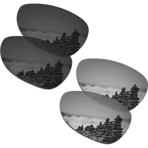 SmartVLT 2 Pairs Polarized Sunglasses Replacement Lenses for Oakley Felon Stealth Black and Silver Titanium