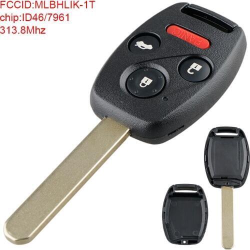 313.8Mhz 3+1 Buttons Keyless Entry Key Car Remote Fob with ID46/7961 Chip MLBHLIK-1T Fit for 2008-2012 Honda Accord Coupe