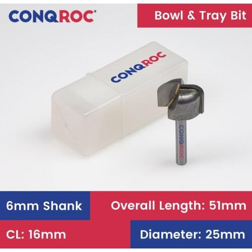 6mm Shank 25mm Diameter Bowl & Tray Router Bit Wood Cutting Tool Woodworking Milling Cutter