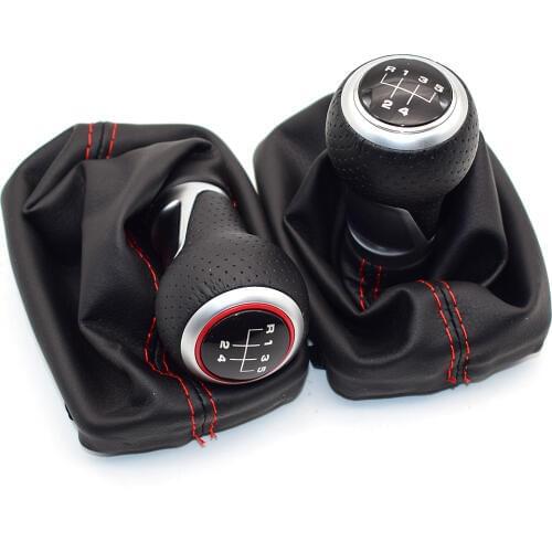 5 Speed 6 Speed Car Gear Shift Knob Lever Stick Handle Gaiter Boot Cover Case Red Stitch For Audi A3 S3 2001 2002 2003 12mm