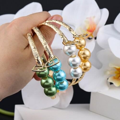 Cring Coco Ins Hawaiian Polynesian Bracelets Plated Gold Copper Bangle Bracelet Charm Heart White Pearl Fashion Party for Women