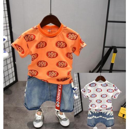 Hot Sale summer Childrens T-shirt + shorts pant 2pcs set Cotton Suit Children Set Childrens Clothing Set Boys Clothing Sets
