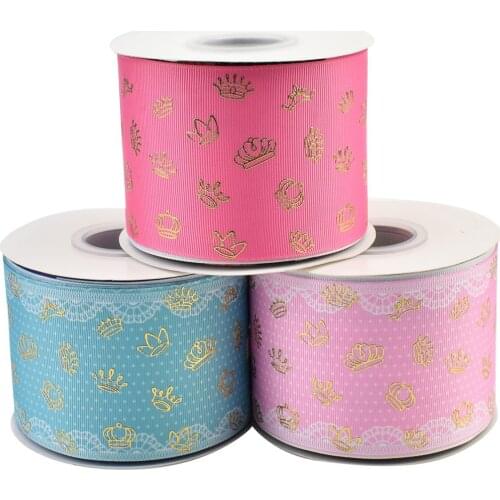 HSDRibbon 75mm 3inch hsd-design custom crown Pattern on Grosgrain Ribbon