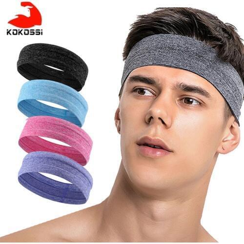 KoKossi Elastic Sweatband Sport Gym Headband Anti-Slip Women Men Breathable Basketball Fitness Yoga Volleyball Cycling Hair Band