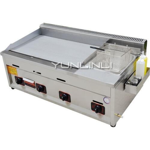 Commercial Gas Type Griddles & Fryer All In One Machine Gas Frying Machine For Snack Grilled Squid Plate frying Equipment