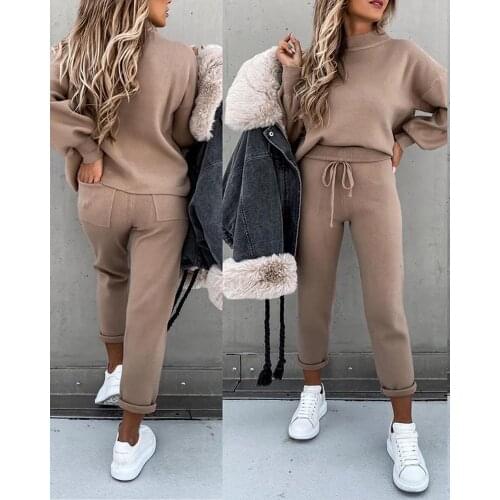 2020 New Autumn Winter Two Piece Tracksuit Set Women Oversize Sweatshirts Tracksuit Femme Casual Winter Clothes Women Tops Pants