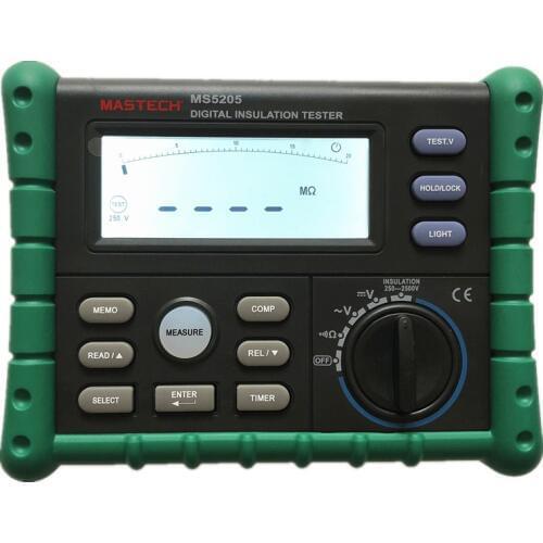 MASTECH MS5205 Digital Megger Insulation Tester Resistance Meter Tecrep 10G 2500V Multimeter Voltage Detector