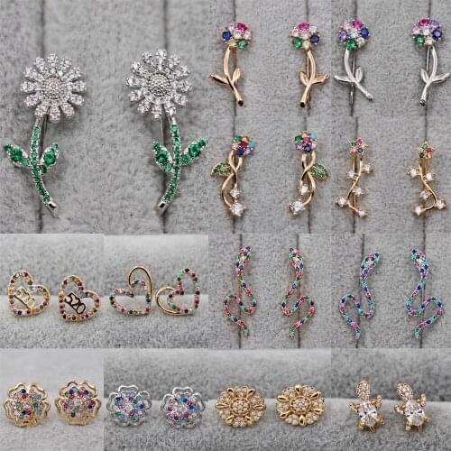 Fashion Earrings for Womens Earrings Crystal Flowers Stud Earring for Women Luxury Stud Earrings for Gif Jewelry Stone