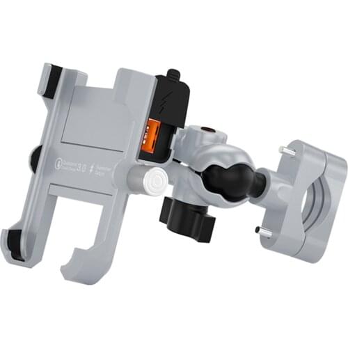 Motorcycle mobile phone holder waterproof QC3.0 smart identification fast charging aluminum alloy car mobile phone holder