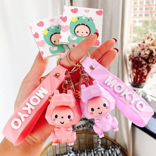 Cartoon Mokyo Monkey Animal Dressing Doll Anime Keychain Keyring Rubber wristband Anime Lovely Key Chains Pendant D890