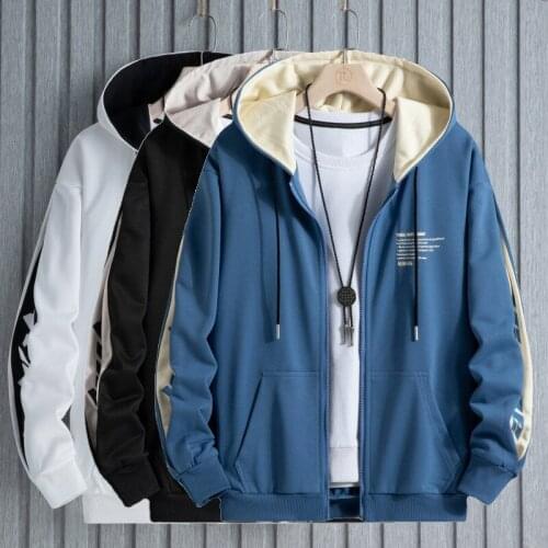 Men sweatshirt spring autumn new casual fashion youth mens jacket zipper thin hoodies cotton Carry pocket clothes