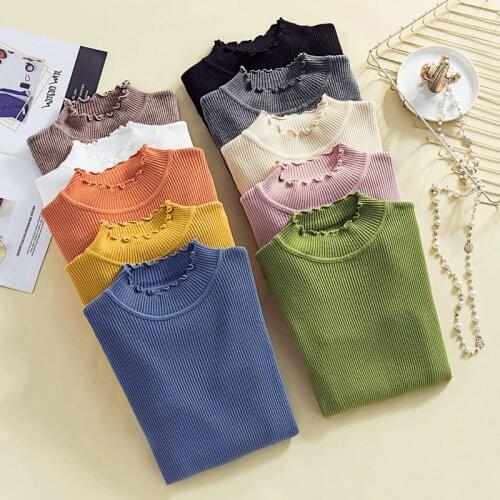 2021 Autumn and Winter Pullover Sweater Korean Long-sleeved Sweater Bottoming Pullover Slim Sweaters Female Fashion Tops 16604