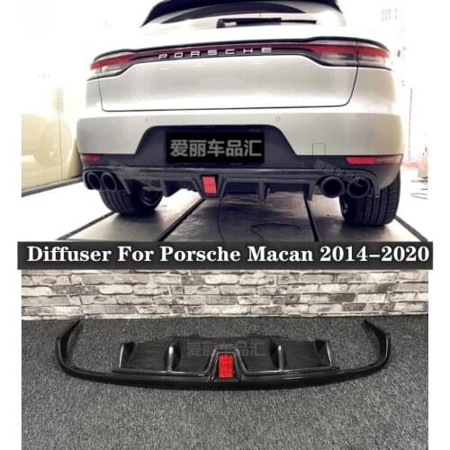 High Quality Carbon Fiber Rear Trunk Bumper Diffuser Protector Cover Fits For Porsche Macan 2014-2020(With lamp