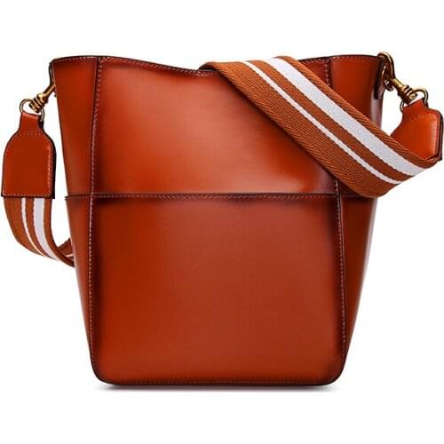 Quenya Casual Bucket Bags Women 100% Genuine Leather Large Capacity Luxury Crossbody Shoulder Handbag Female Big Shopper Bag